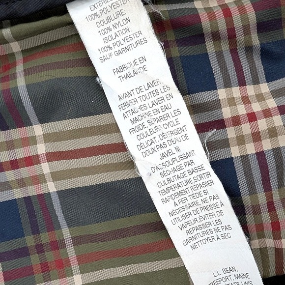 LL Bean Womens Black Quilted Riding Jacket Plaid Lining Corduroy Trim XS 284359 - Picture 8 of 9